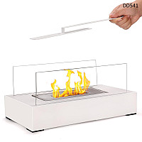 Διακοσμητικό ορθογώνιο τζάκι βιοαιθανόλης σε λευκό χρώμα με γυάλινα πάνελ – DD541 - Sellzone.bg Διακοσμητικό ορθογώνιο τζάκι βιοαιθανόλης σε λευκό χρώμα με γυάλινα πάνελ – DD541